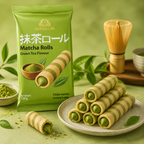 Bardollini Matcha Rolls Waffelröllchen mit Matcha Grüntee Geschmack 120 g