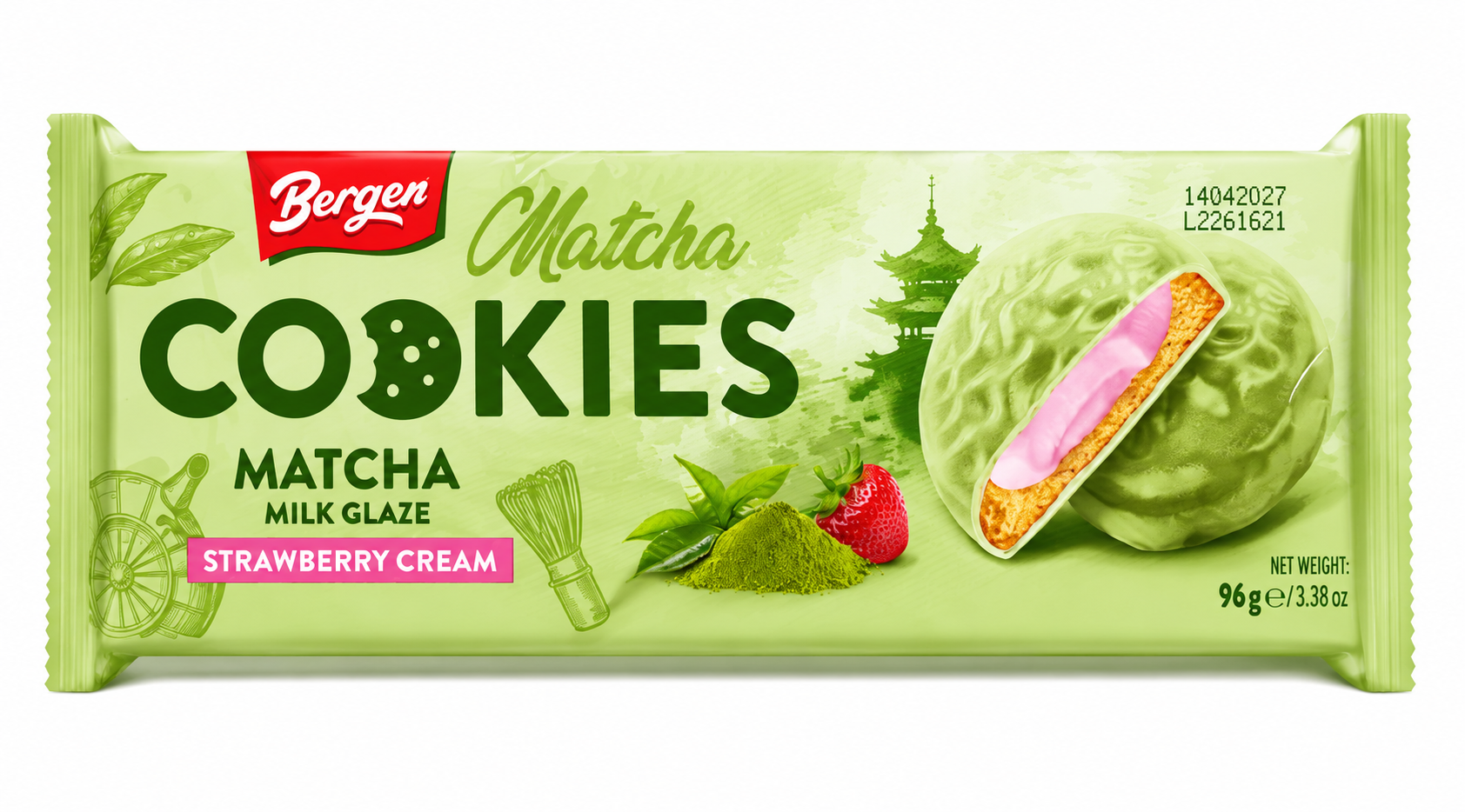 Bergen Cookies Matcha Strawberry Cream 96 g