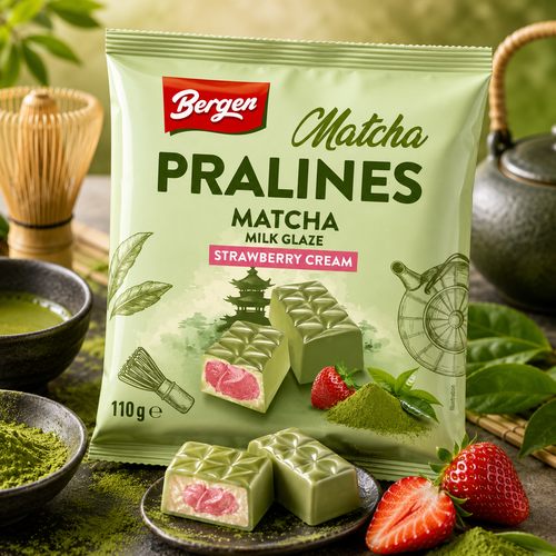 Bergen Matcha Pralines Strawberry Cream 110 g
