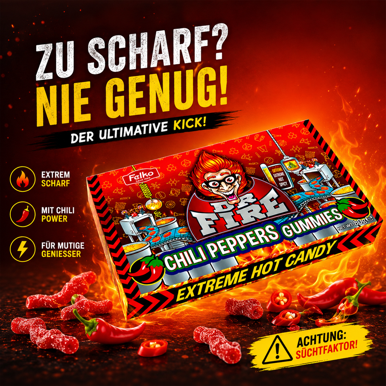 Felko Dr. Fire Chili Peppers Gummies 80 g