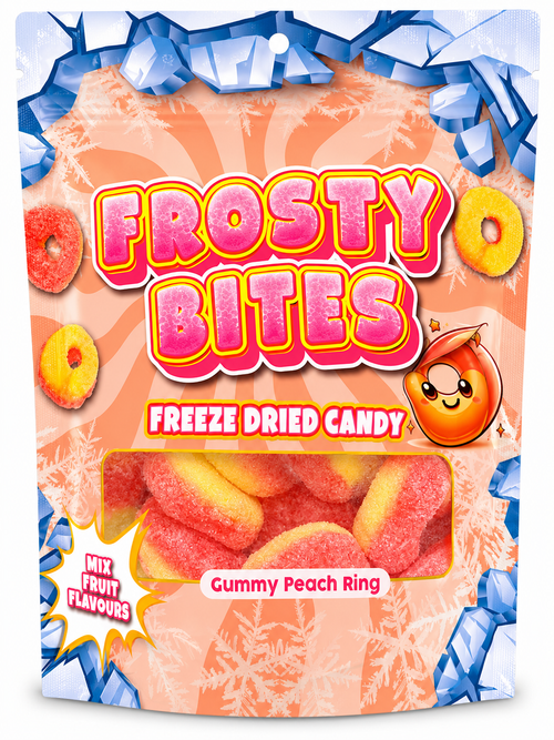 Frosty Bites Freeze Dried Candy Gummy Peach Ring 50 g