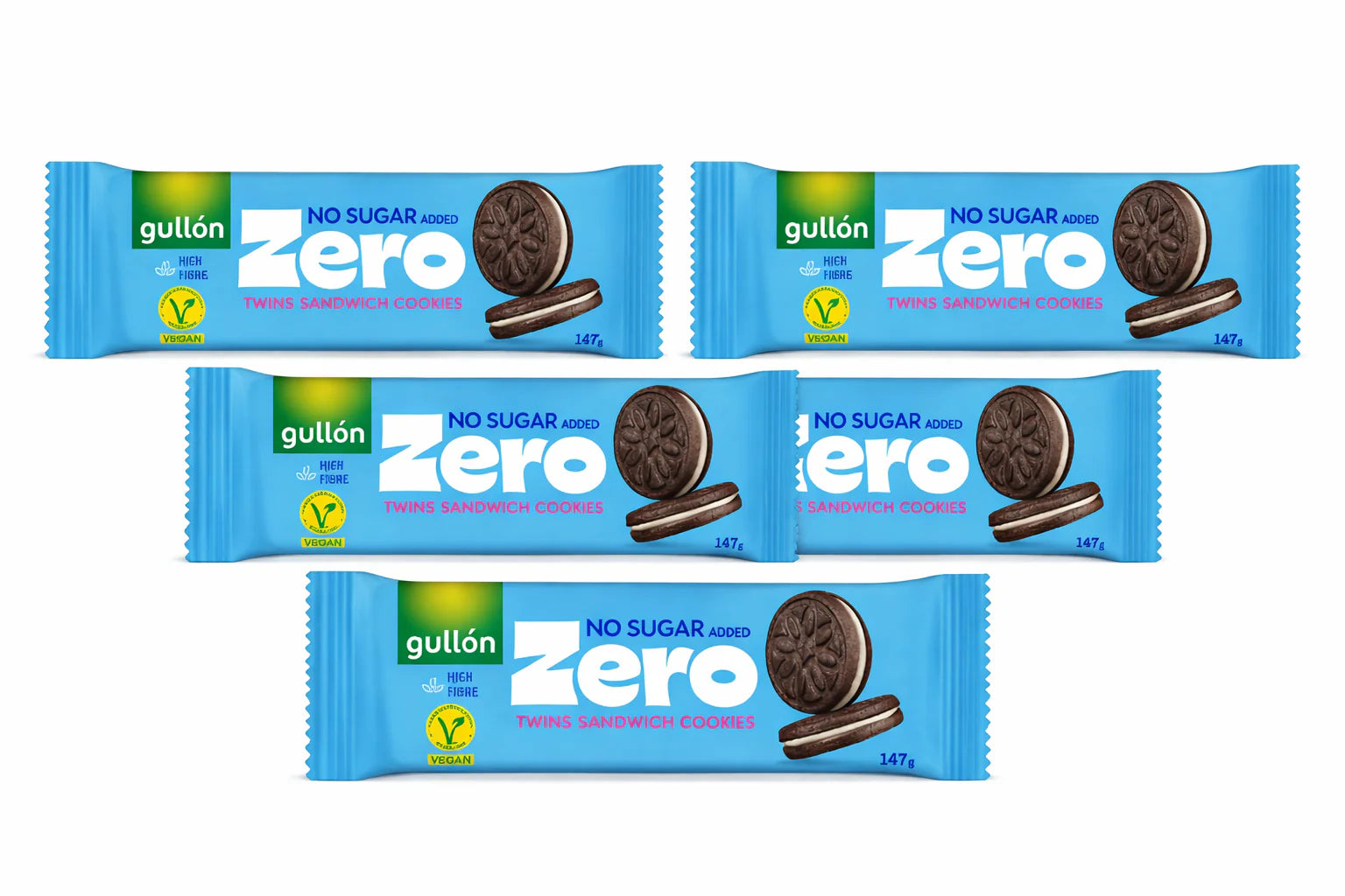 Gullón No Sugar Added Twins Cocoa Sandwich Cookies 5 x 147g