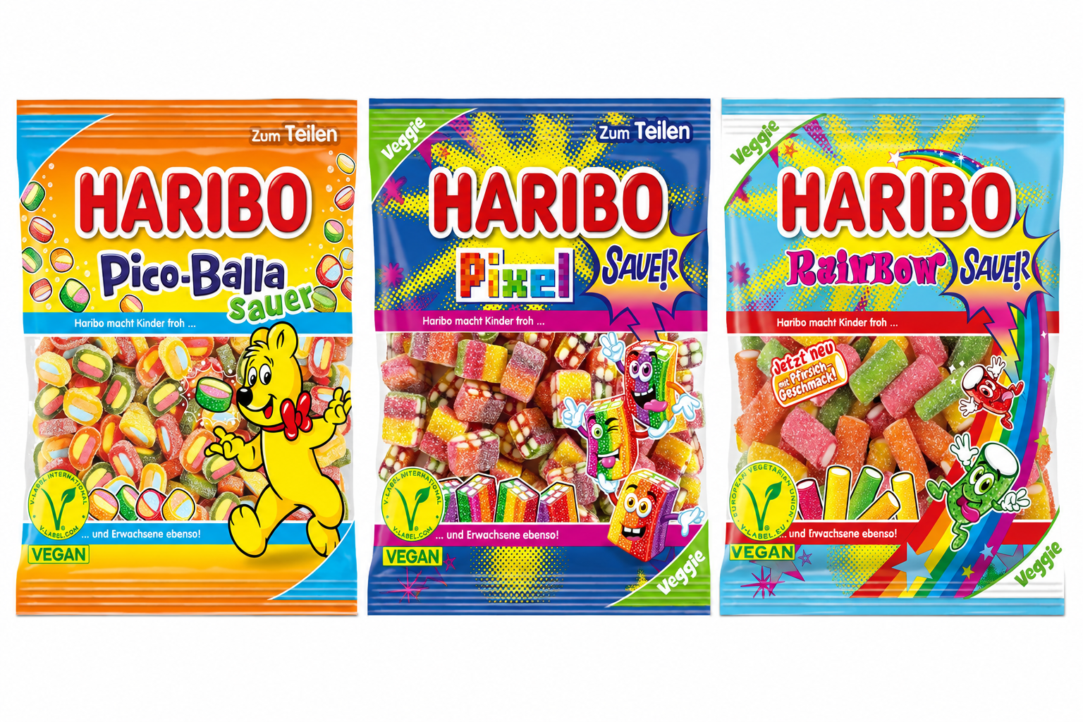 Haribo Sauer Bundle – Haribo Rainbow sauer, Picoballa Sauer, Pixel Sauer
