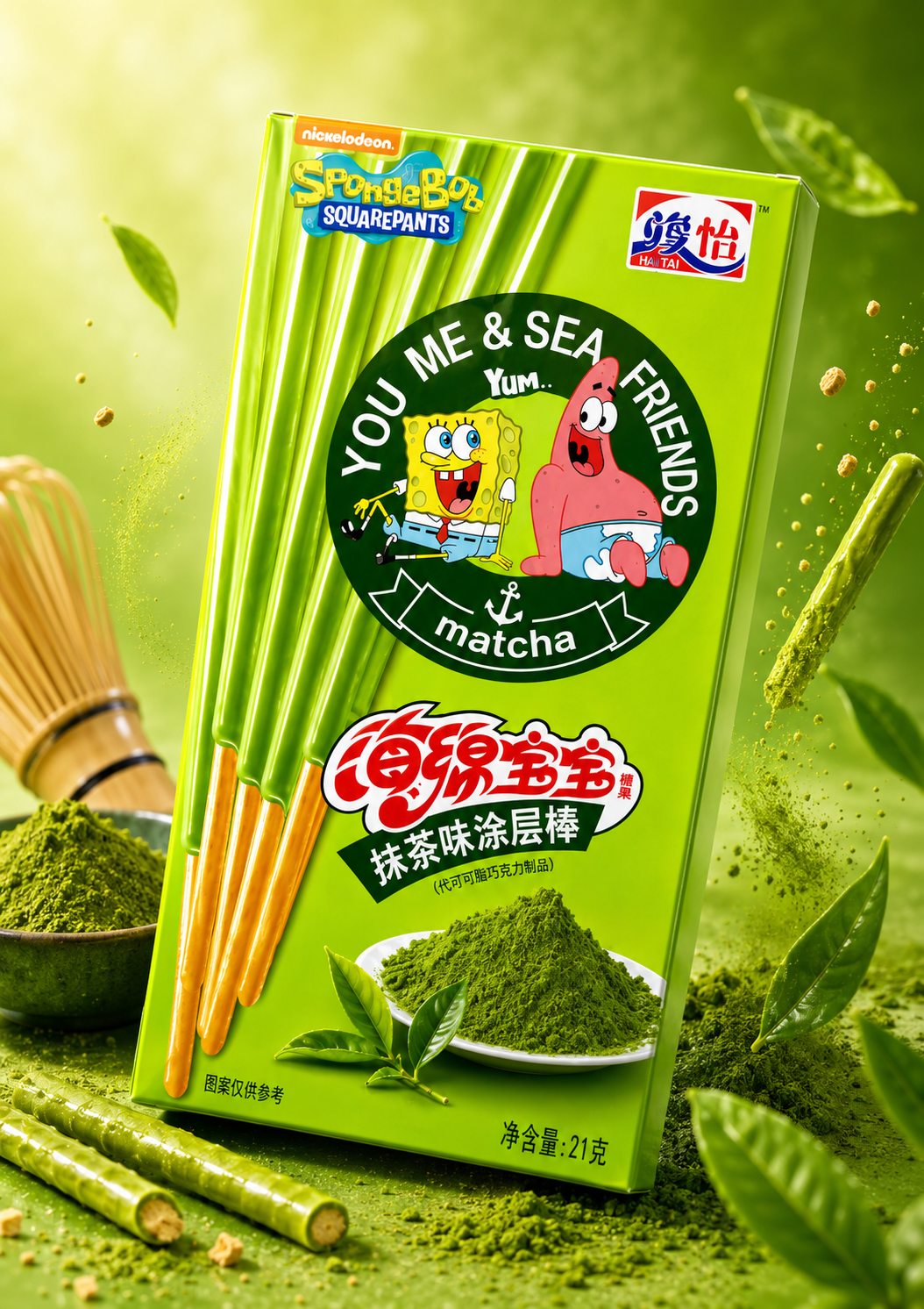 JUNYI SpongeBob Matcha Sticks 21 g