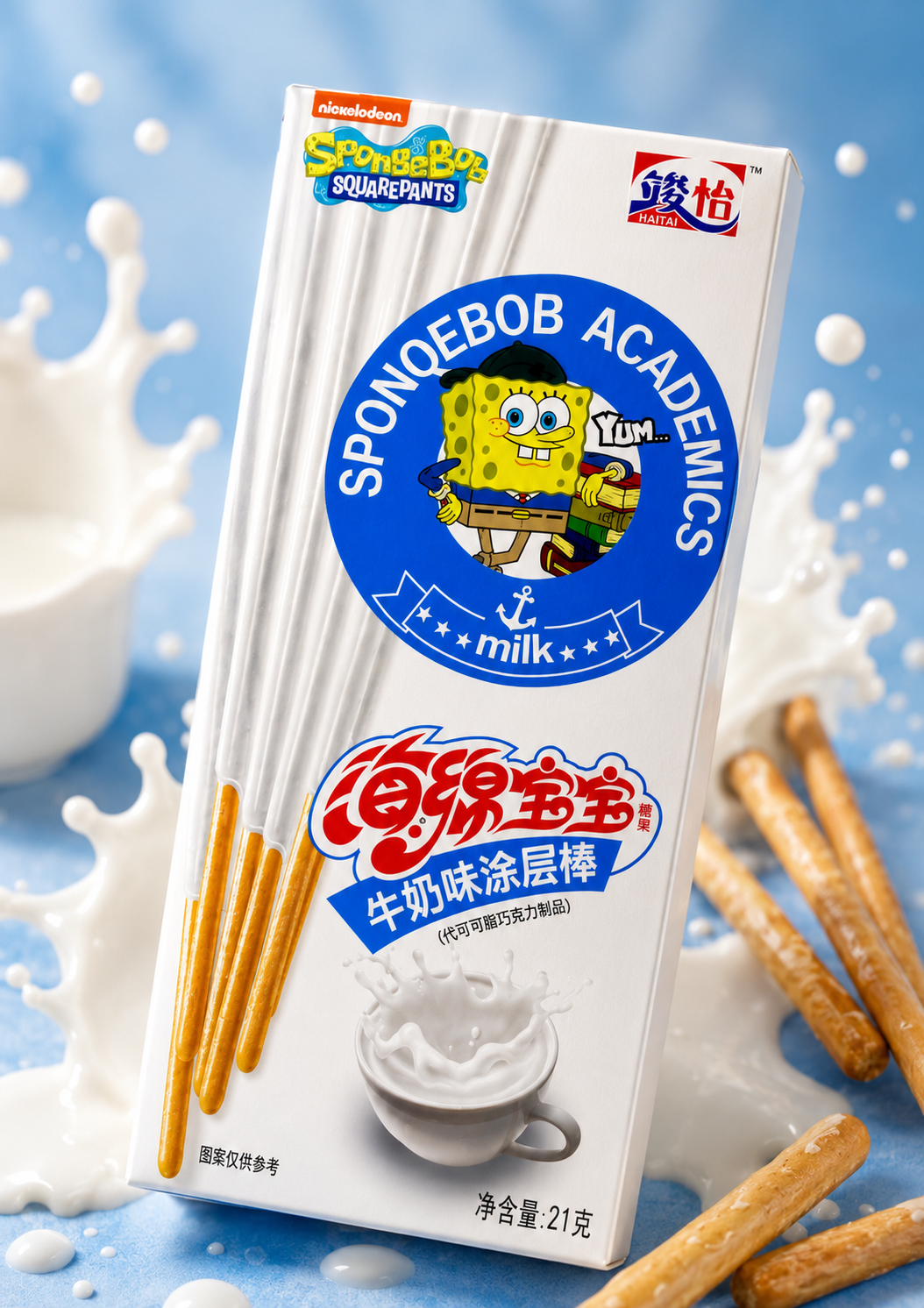 JUNYI SpongeBob Schwammkopf Stäbchen Milchgeschmack 21 g