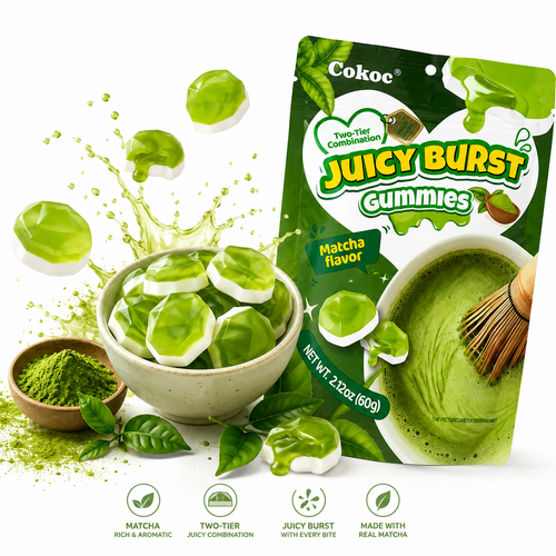 Juicy Burst Gummies Matcha Flavor Helal 60 g 