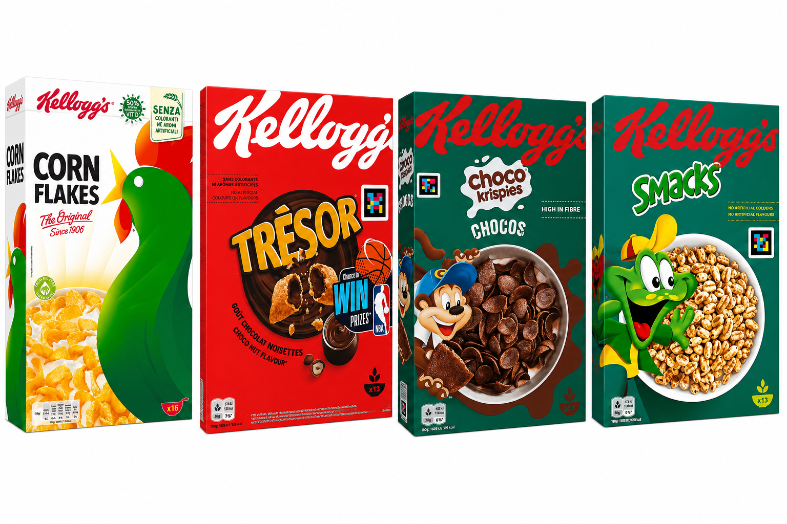 Kellogs XL Mix Bundle! Trésor Choco Nut, Corn Flakes, Smack, Krispies Chocos