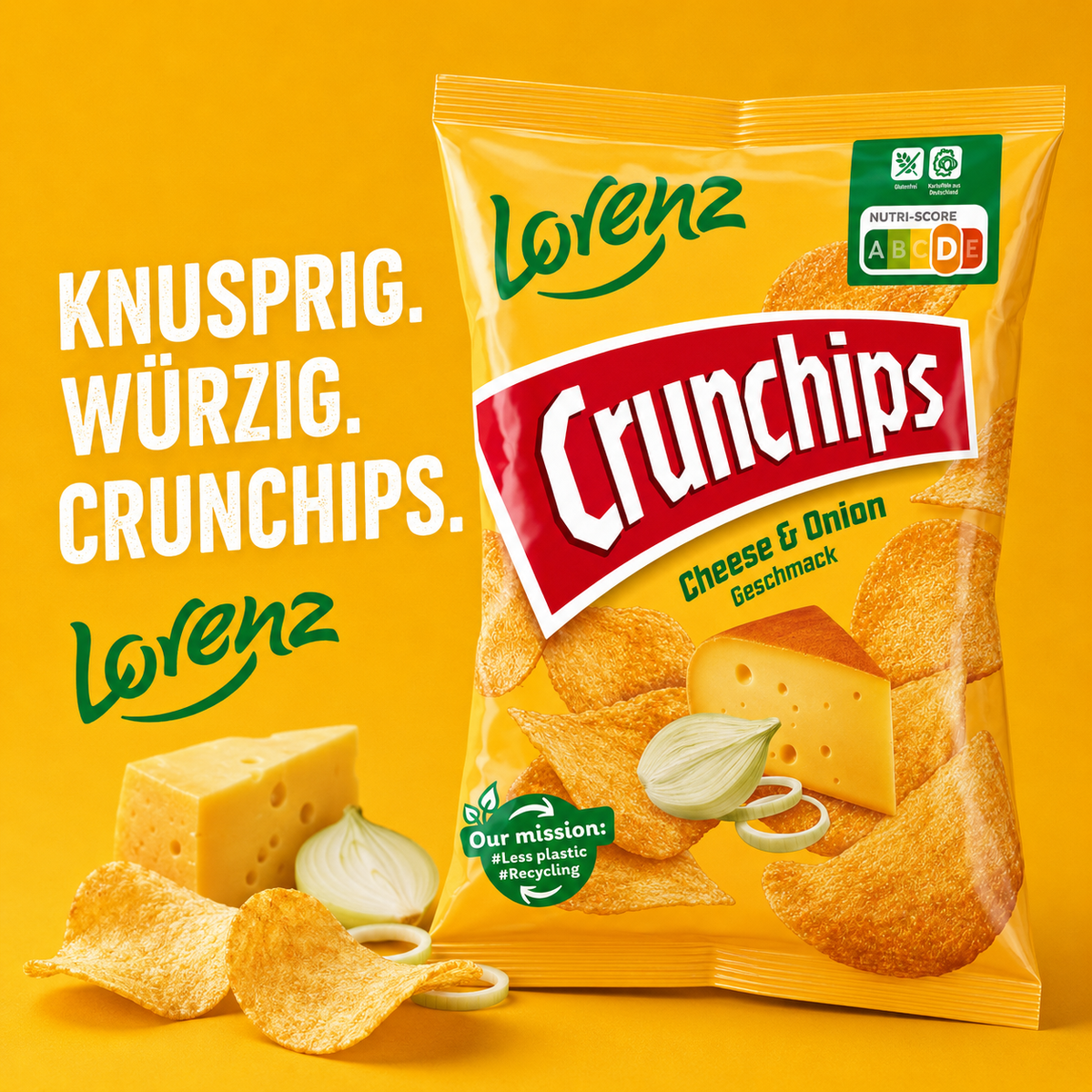 Lorenz Crunchips Cheese & Onion 150 g