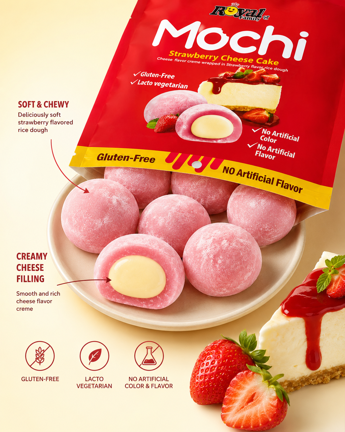 Royal Mochi Strawberry Cheesecake 180 g