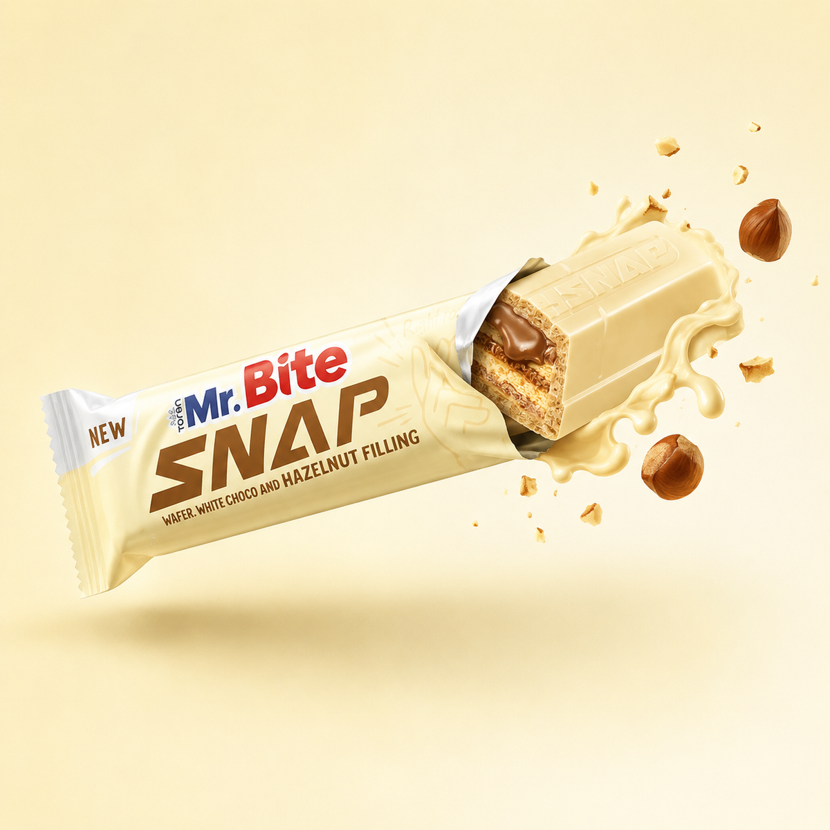 Mr. Bite Snap White Large Waffel mit Nusscreme & weißer Schokolade 24 x 35 g