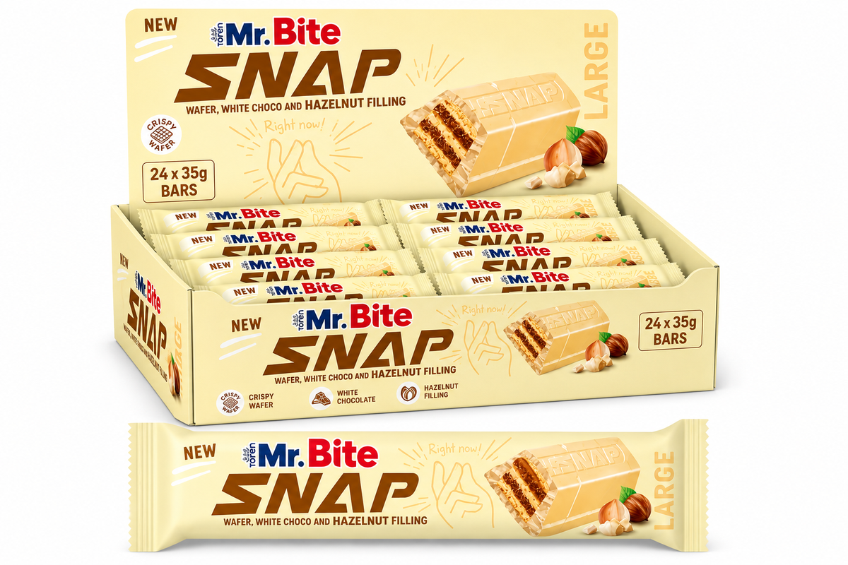 Mr. Bite Snap White Large Waffel mit Nusscreme & weißer Schokolade 24 x 35 g