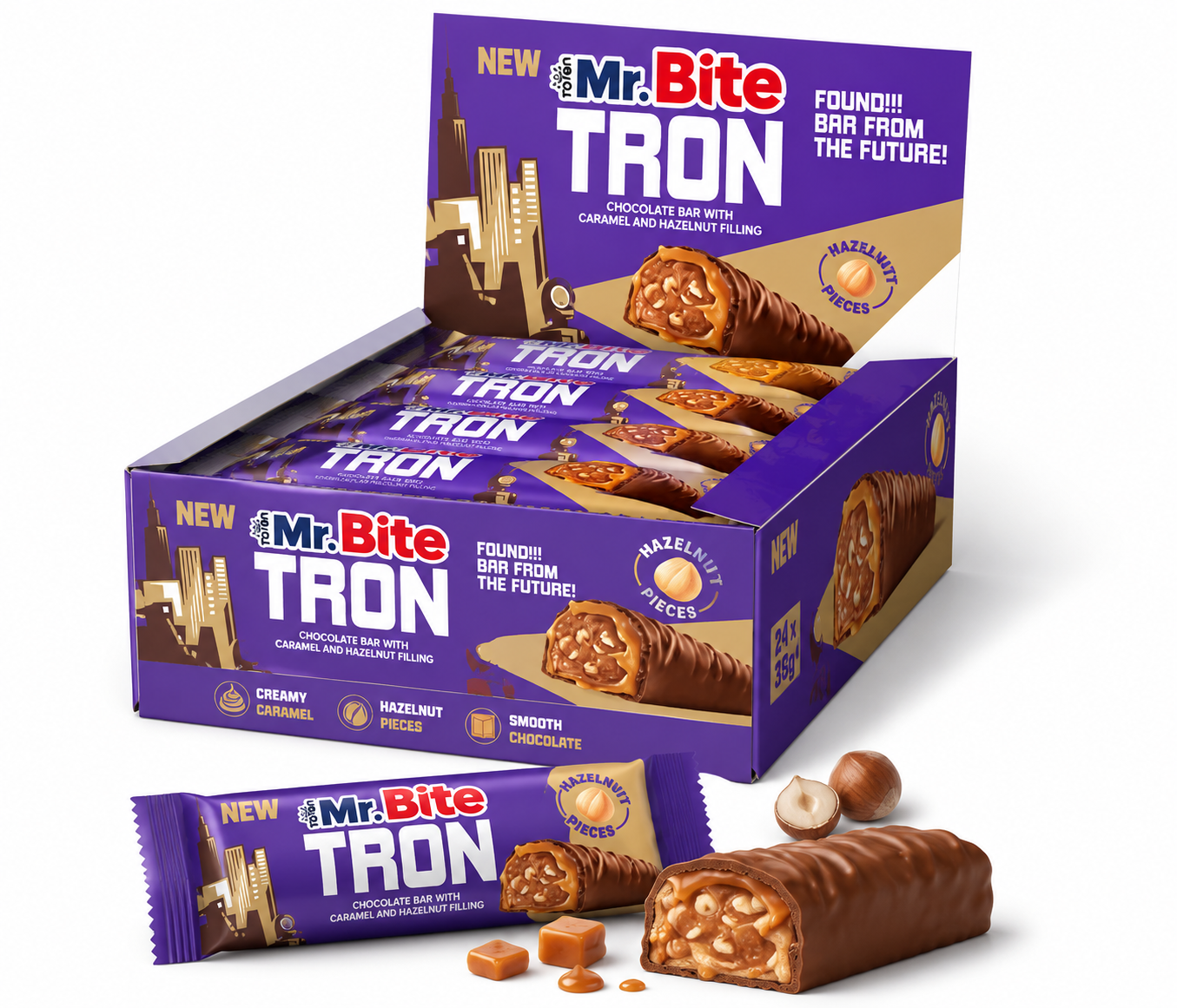 Mr. Bite Tron Caramel Haselnuss 24 x 32 g