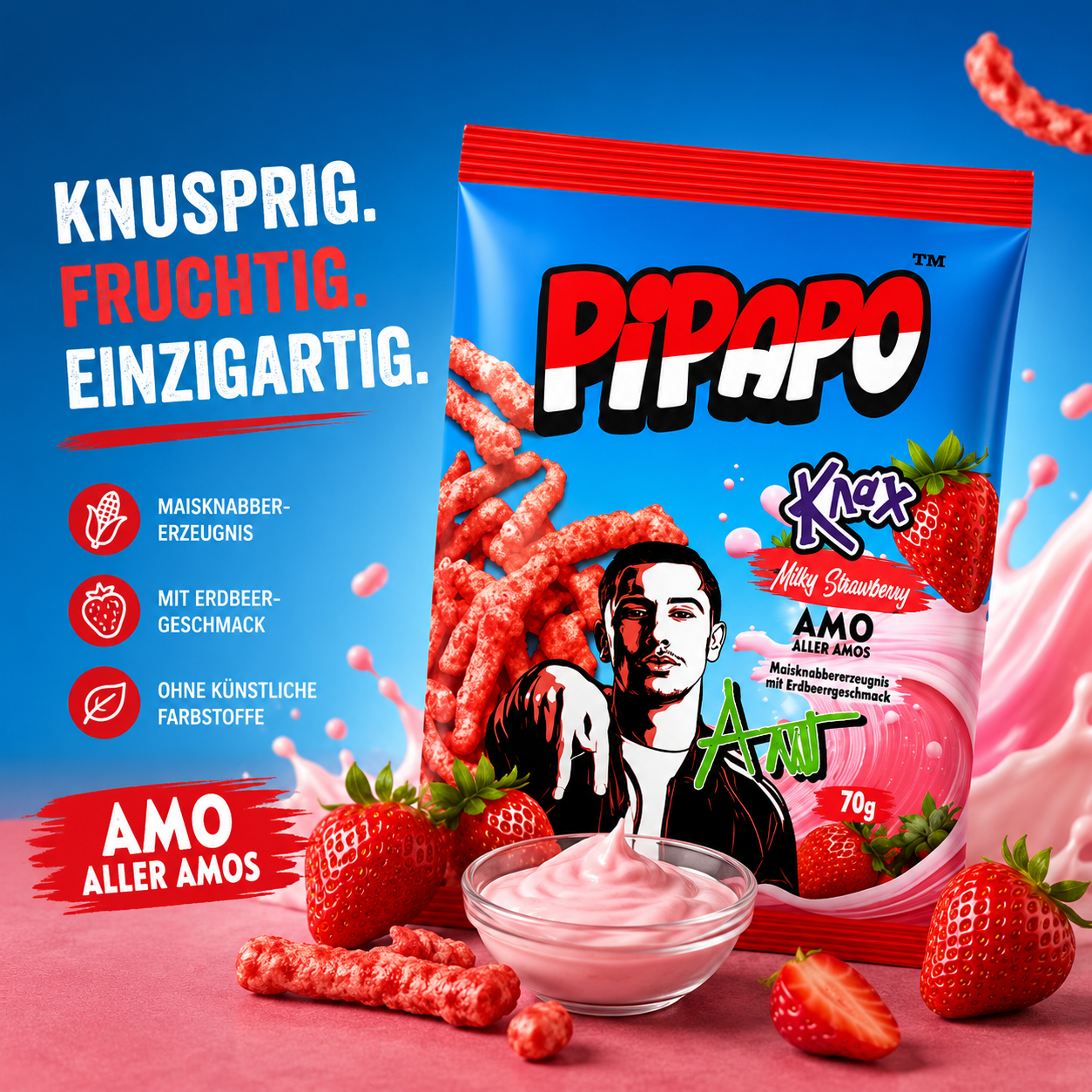 Pipapo Knax Milky Strawberry Amo aller Amos 70 g