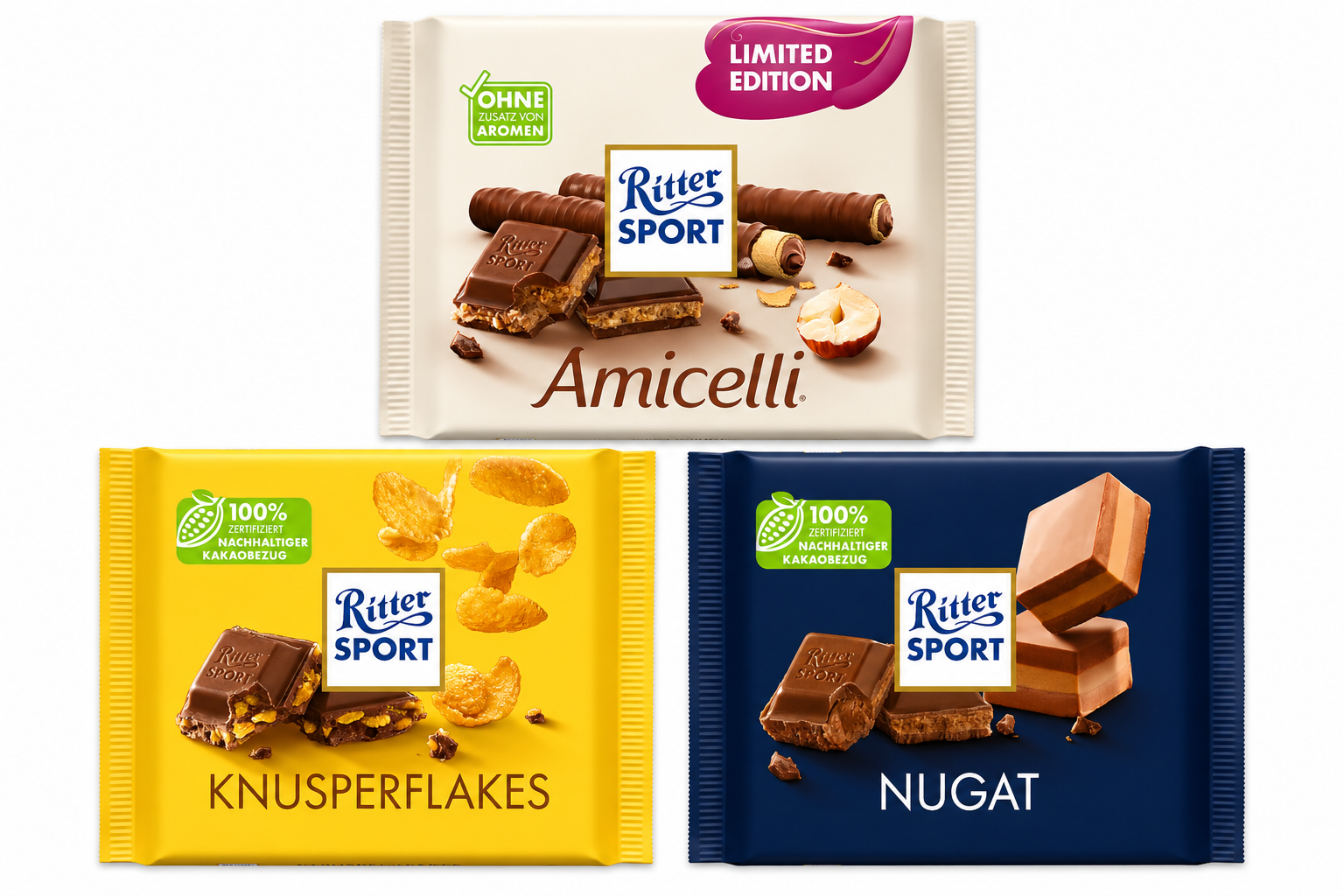 Ritter Sport Bundle - Knusper, Nugat, Amicelli