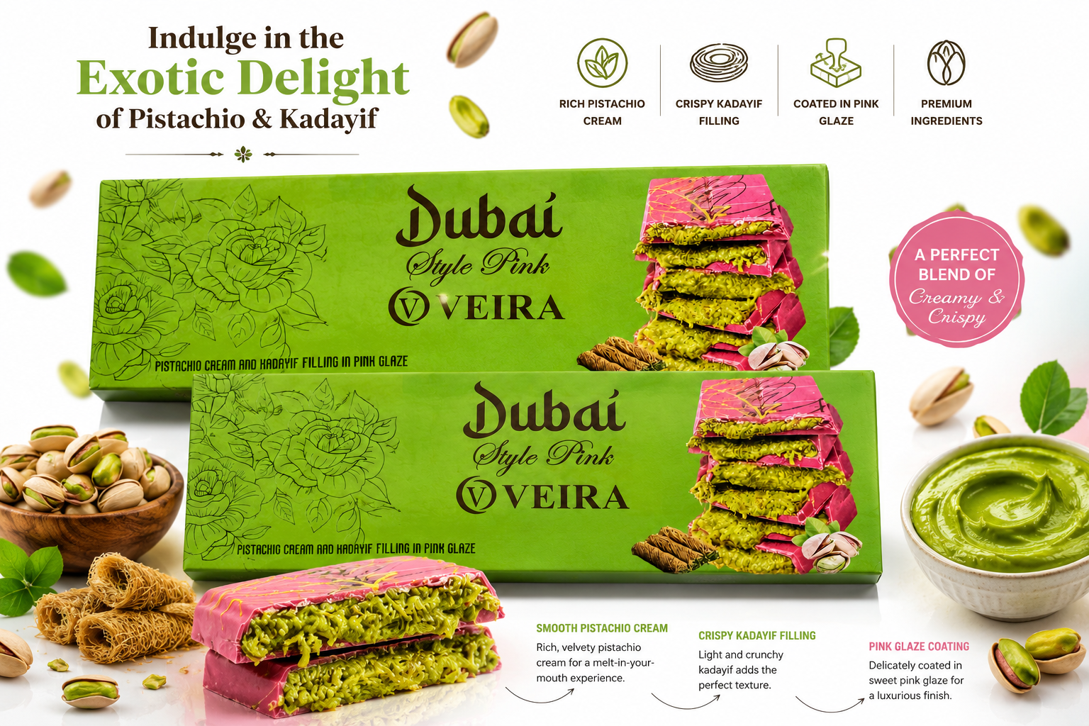 Veira Dubai Style Pink Chocolate Bundle 2 x 100 g