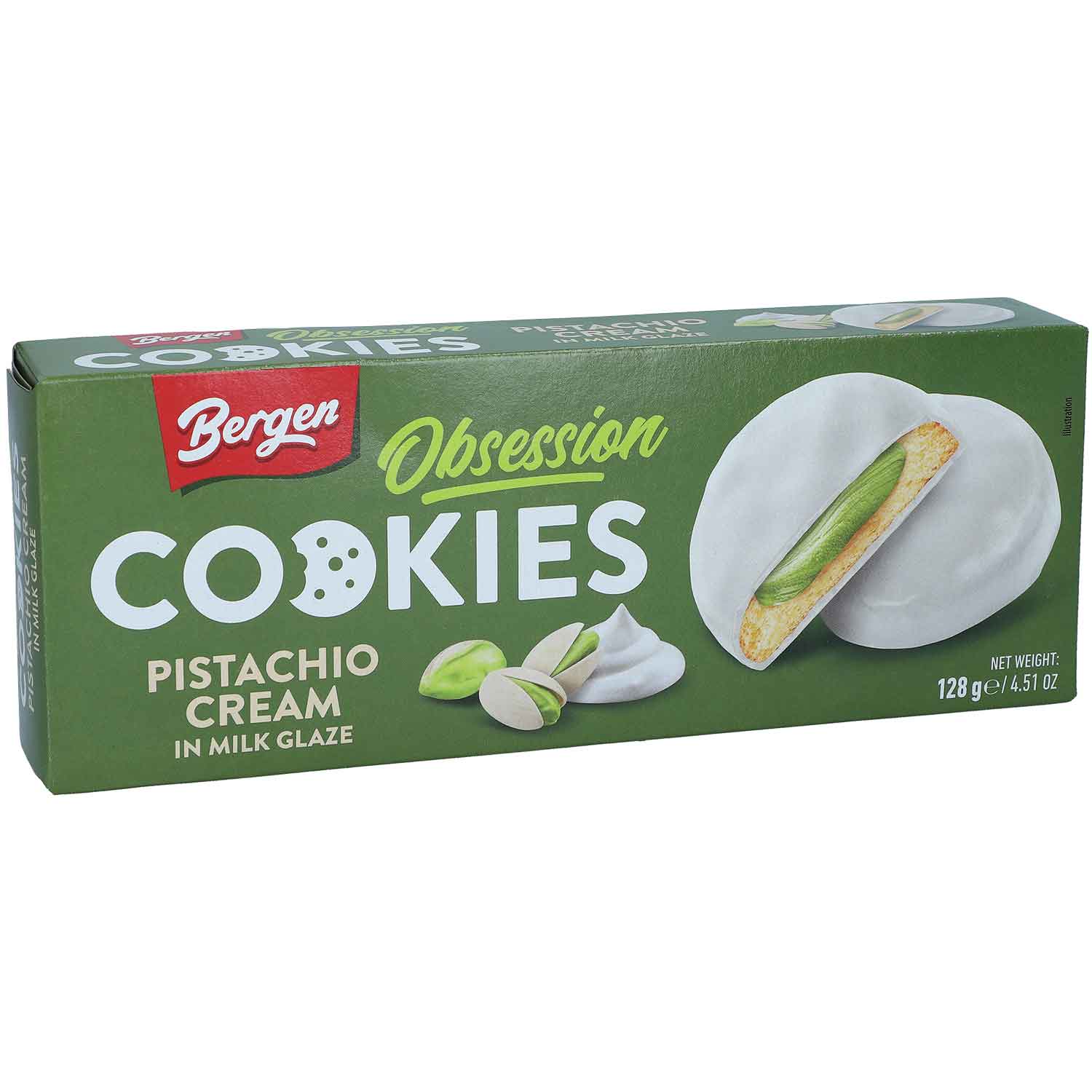 Bergen Obsession Cookies Pistachio Cream in Milk Glaze 128 g